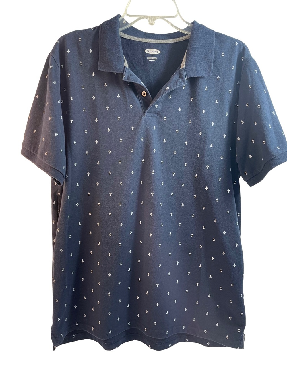 Old Navy Men's Navy Anchor Print Polo Shirt Size L